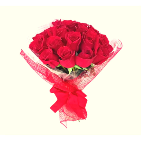 Laço de Afeto - Buquê de Rosas Vermelhas com Laço de Fita